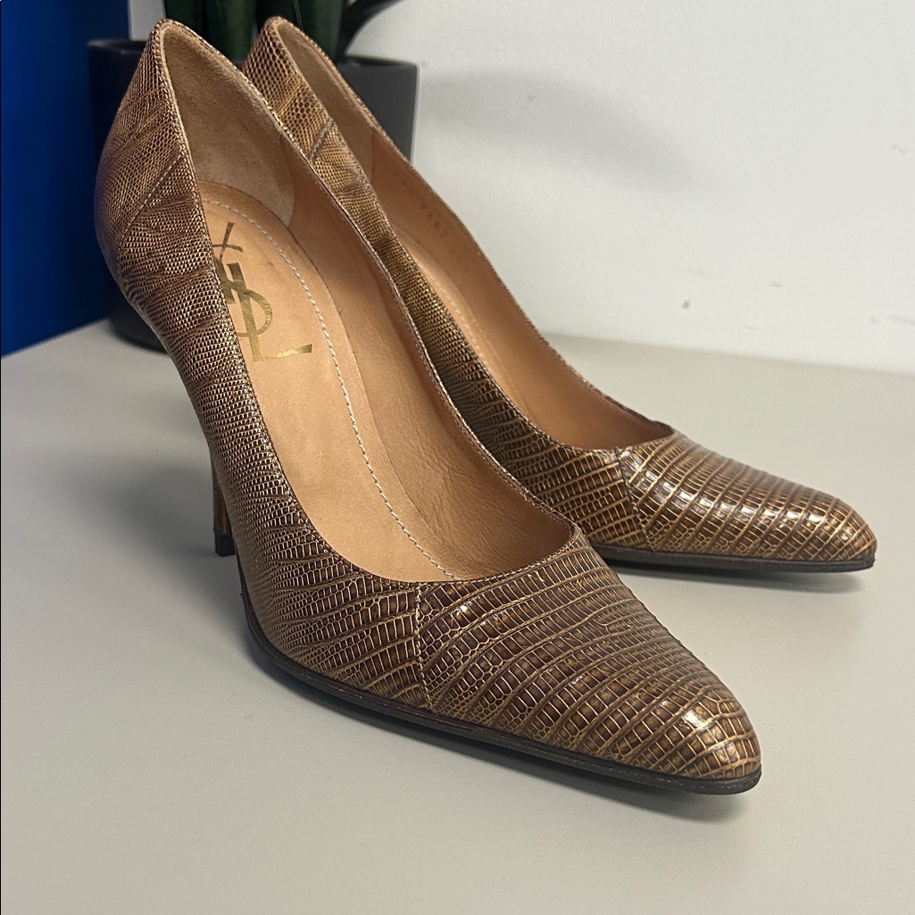 Yves Saint Laurent Women's Brown Textured Pumps Eu 38.5/ Us 8.5